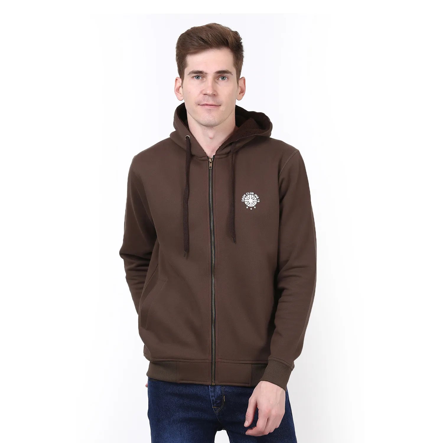 Coffee Brown Zip-up Hoodie – Deer Club