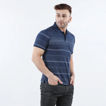 On Sale Navy Printed Polo T-shirt