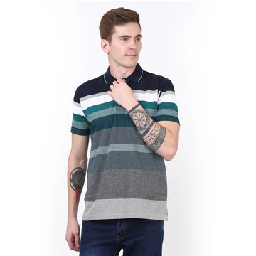 Forest Fusion Striped Pocket Polo T-shirt