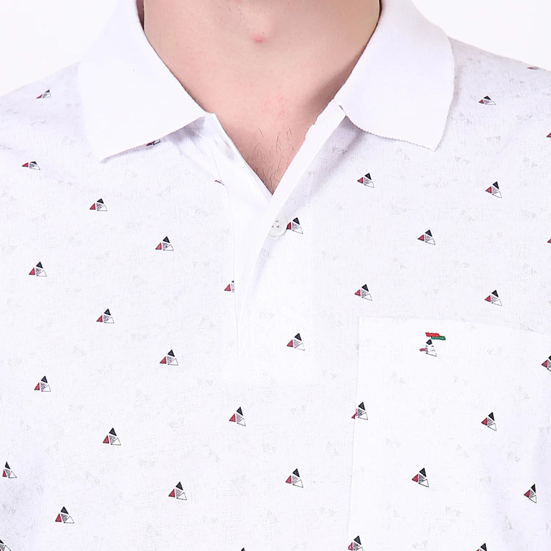 White Mosaic Printed Polo T-shirt
