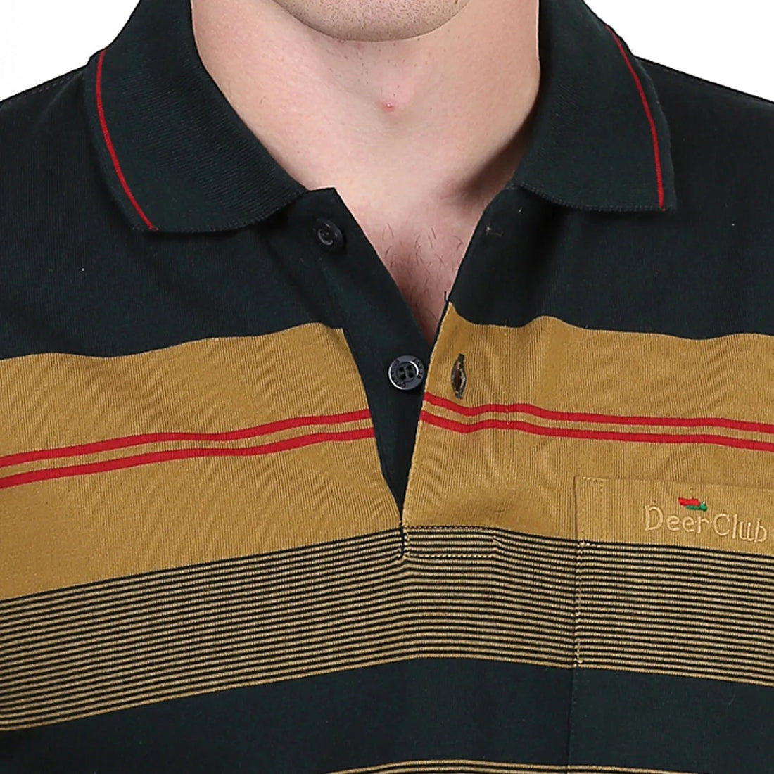 Ochre Red Striped Pocket Polo T-shirt