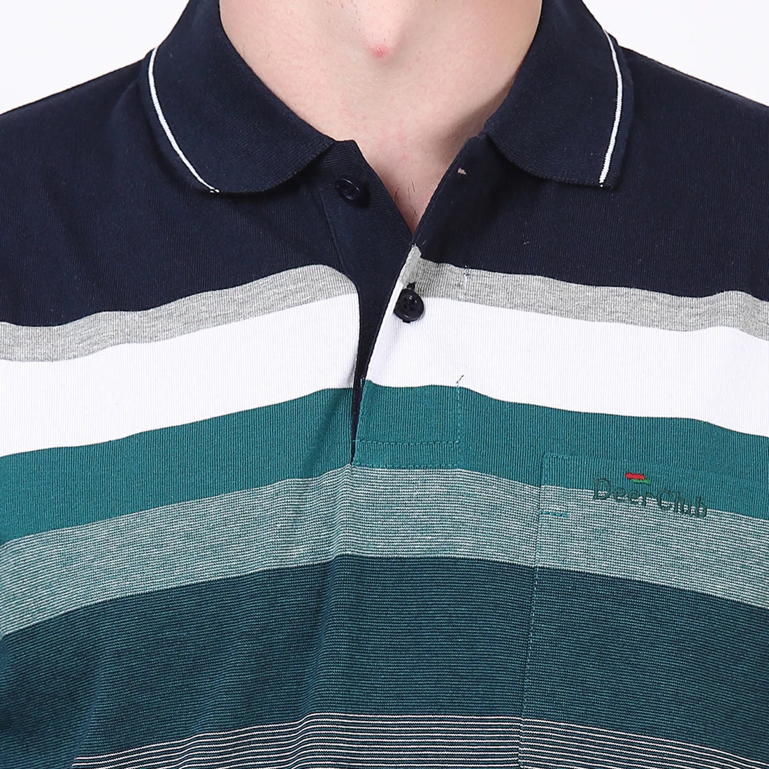 Forest Fusion Striped Pocket Polo T-shirt