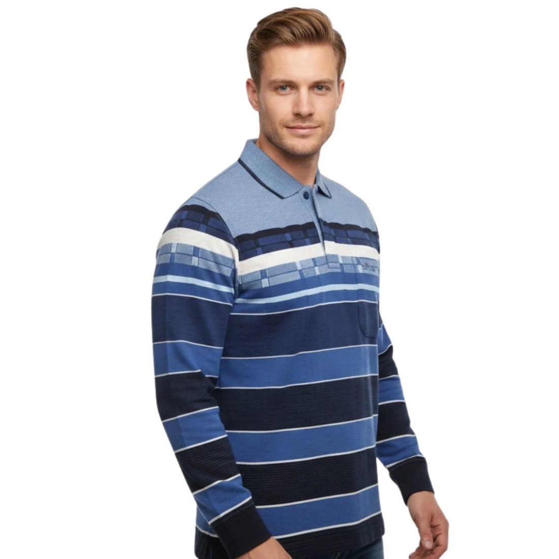 Blue Striped Full Sleeves T-shirt