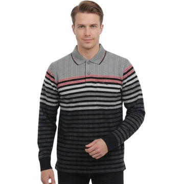 Grey Striped Full Sleeves T-shirt