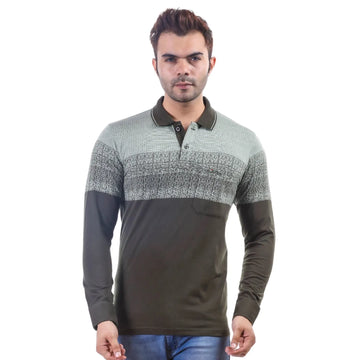 Green Striped Full Sleeves T-shirt