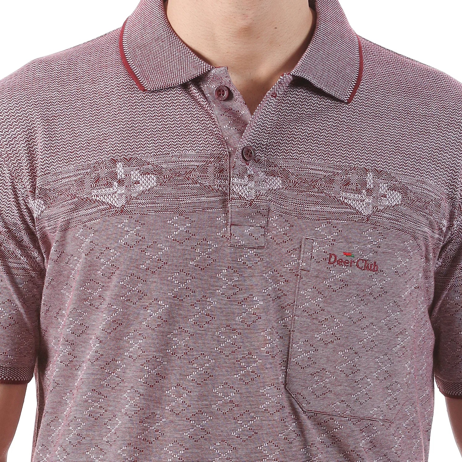 Maroon Printed Pocket Polo T-shirt – Deer Club