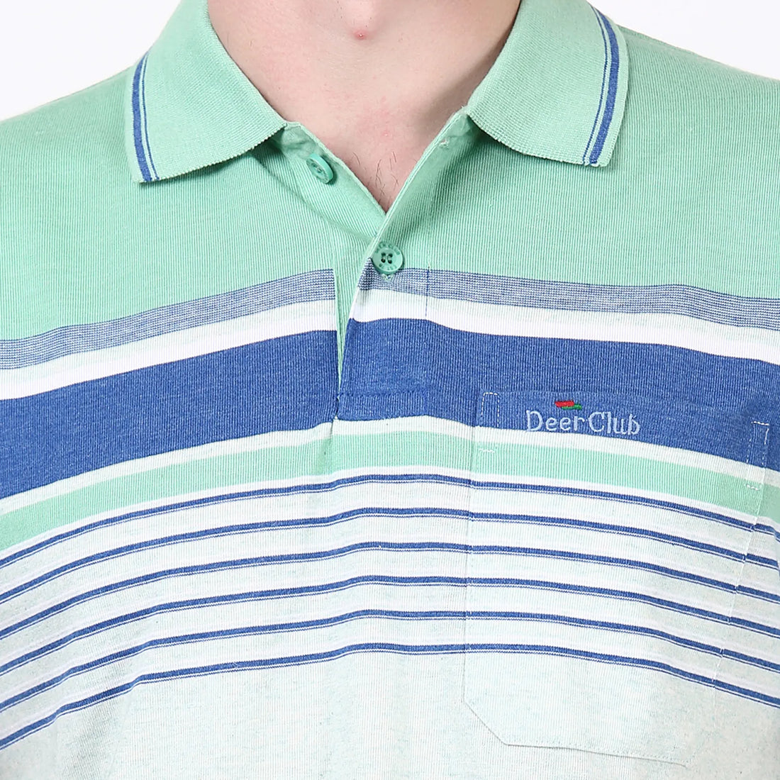Light Green Striped Pocket Polo T-shirt