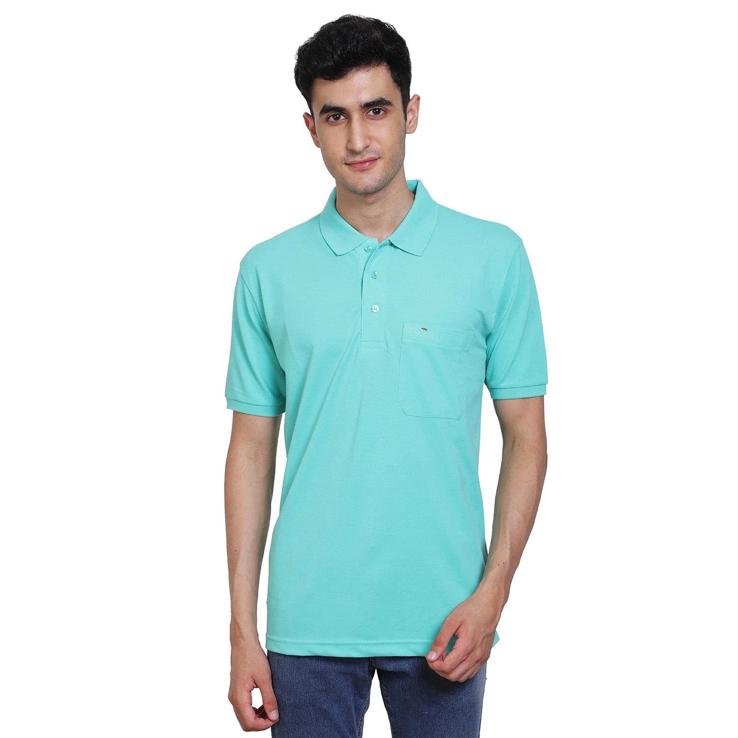 Aqua Basic Pocket Polo T-shirt – Deer Club - Main Image