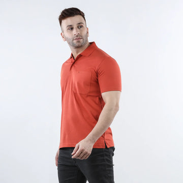 Rust Matt Finish Pocket Polo T-Shirt